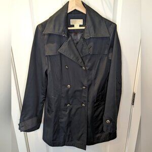 MICHAEL Kors Black Trench Coat Mid Length Flawed Size Medium